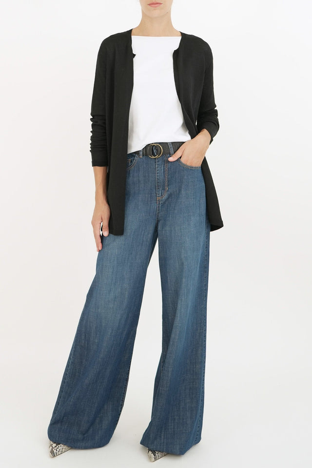 Bulier - Cardigan lana merino Zegna Baruffa - Nero - Elisa Paglia