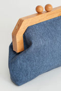 Bulier-Clutch in tessuto e legno- Jeans - Elisa Paglia