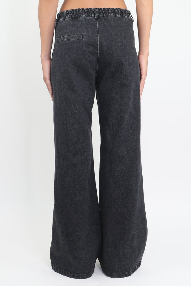 Bulier-Jeans palazzo elástico en la espalda - denim negro