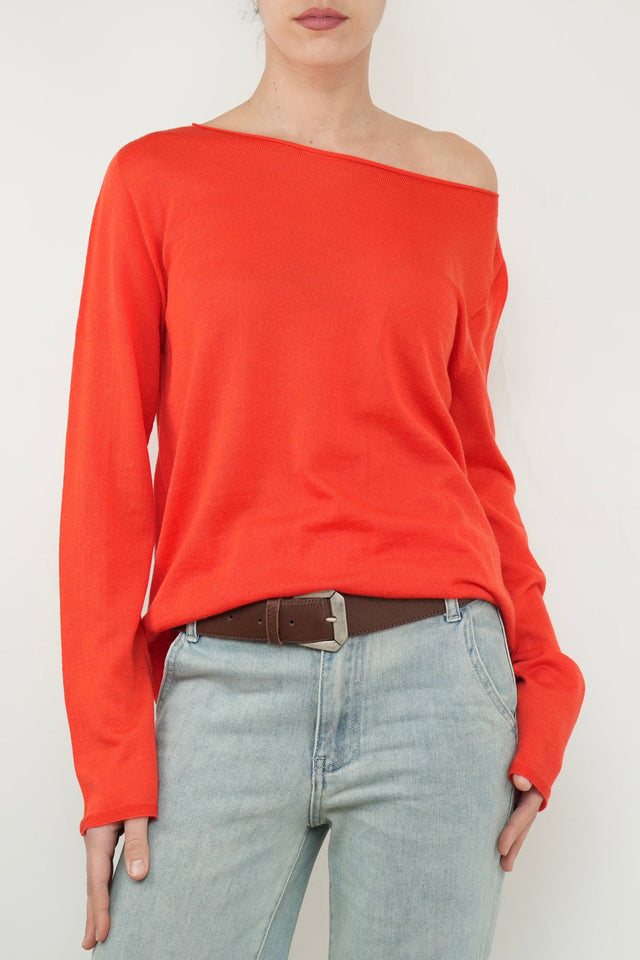 Maglia scollo barca lana vergine merino Zegna Baruffa - Arancio