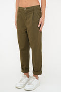 Bulier - Pantalone boyfriend SALLY cotone elite - Verde Militare - Elisa Paglia