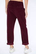 Bulier - Pantalone boyfriend SALLY velluto mille righe - Vino - Elisa Paglia