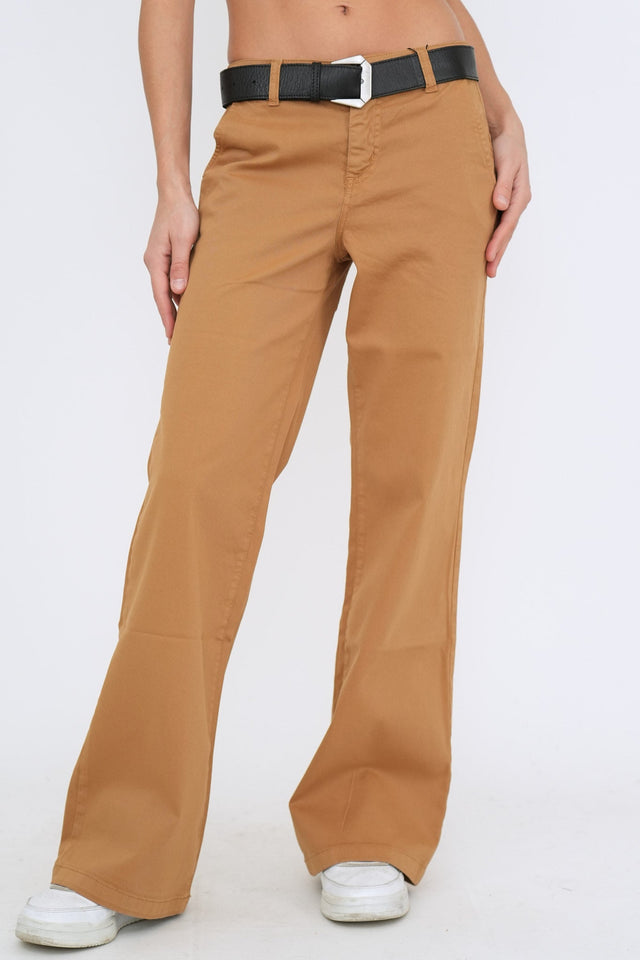 Bulier - Pantalone palazzo LIA cotone elite - Camel - Elisa Paglia