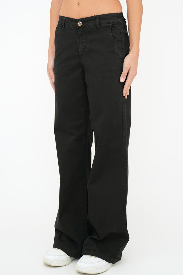 Bulier - Pantalone palazzo LIA cotone elite - Nero - Elisa Paglia