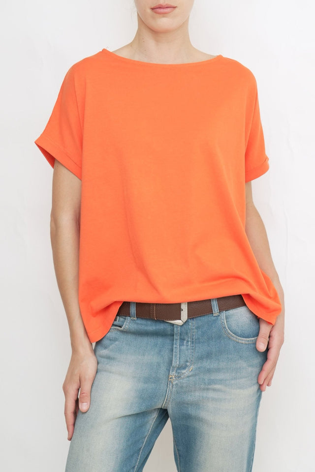 Bulier-T-Shirt a barchetta cotone - Arancio - Elisa Paglia