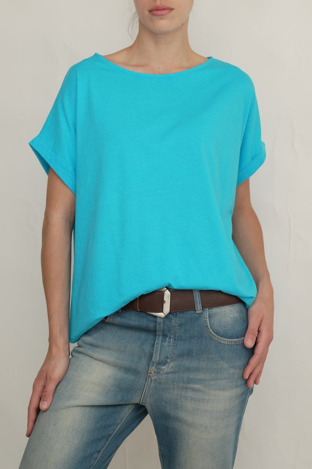 Bulier-T-Shirt a barchetta cotone - Blu royale - Elisa Paglia