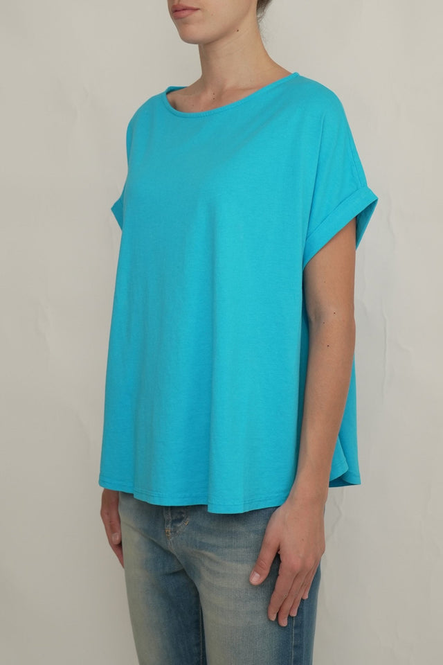 Bulier-T-Shirt a barchetta cotone - Blu royale - Elisa Paglia