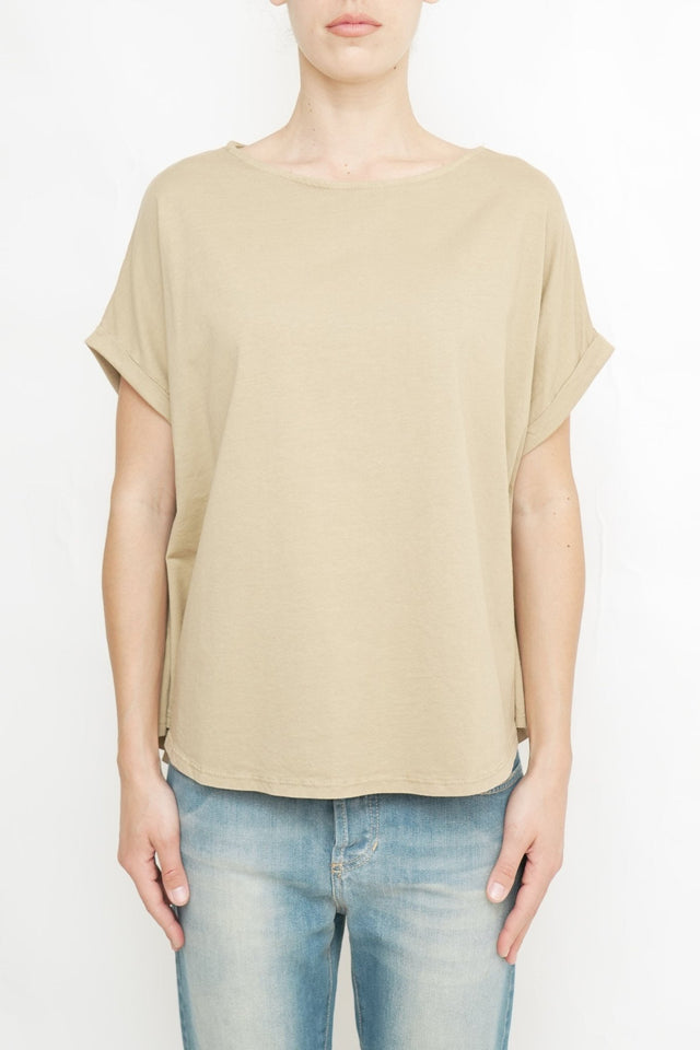Bulier-T-Shirt a barchetta cotone - Camel - Elisa Paglia