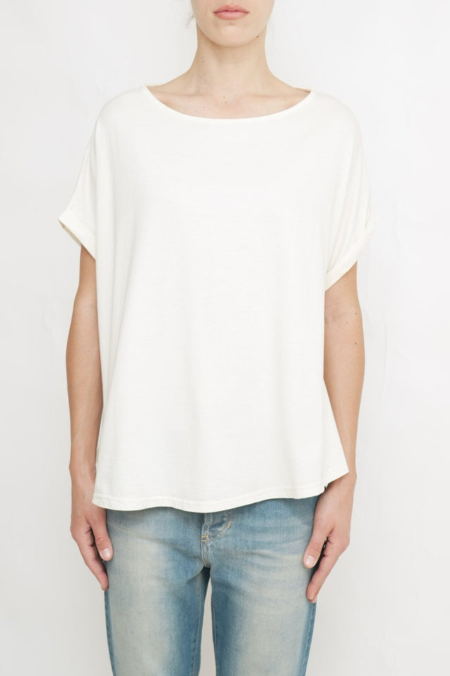 Bulier-T-Shirt a barchetta cotone - Ecru - Elisa Paglia