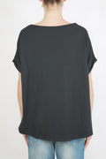 Bulier-T-Shirt a barchetta cotone - Nero - Elisa Paglia
