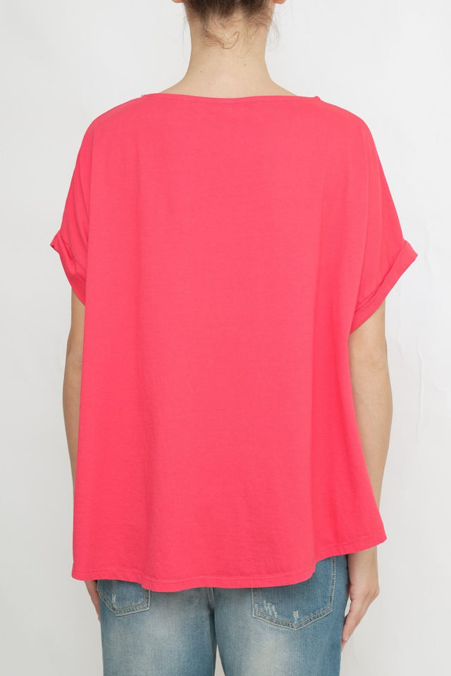 Bulier-T-Shirt a barchetta cotone - Rosso - Elisa Paglia
