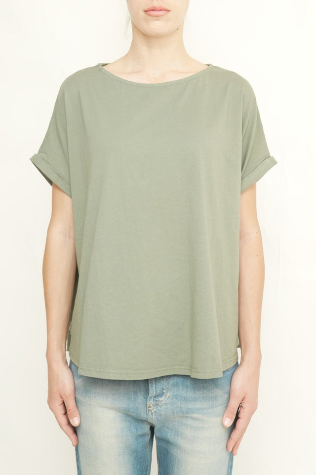 Bulier-T-Shirt a barchetta cotone - Verde militare - Elisa Paglia