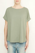 Bulier-T-Shirt a barchetta cotone - Verde militare - Elisa Paglia
