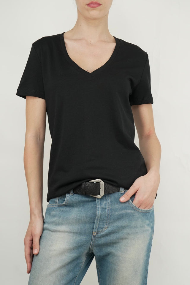 Bulier-t-shirt basic scollo V - Nero - Elisa Paglia