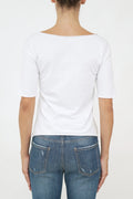 Bulier - T-shirt manica 3/4 taglio vivo - Bianco - Elisa Paglia