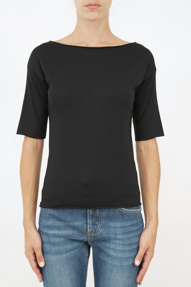 Bulier - T-shirt manica 3/4 taglio vivo - Nero - Elisa Paglia