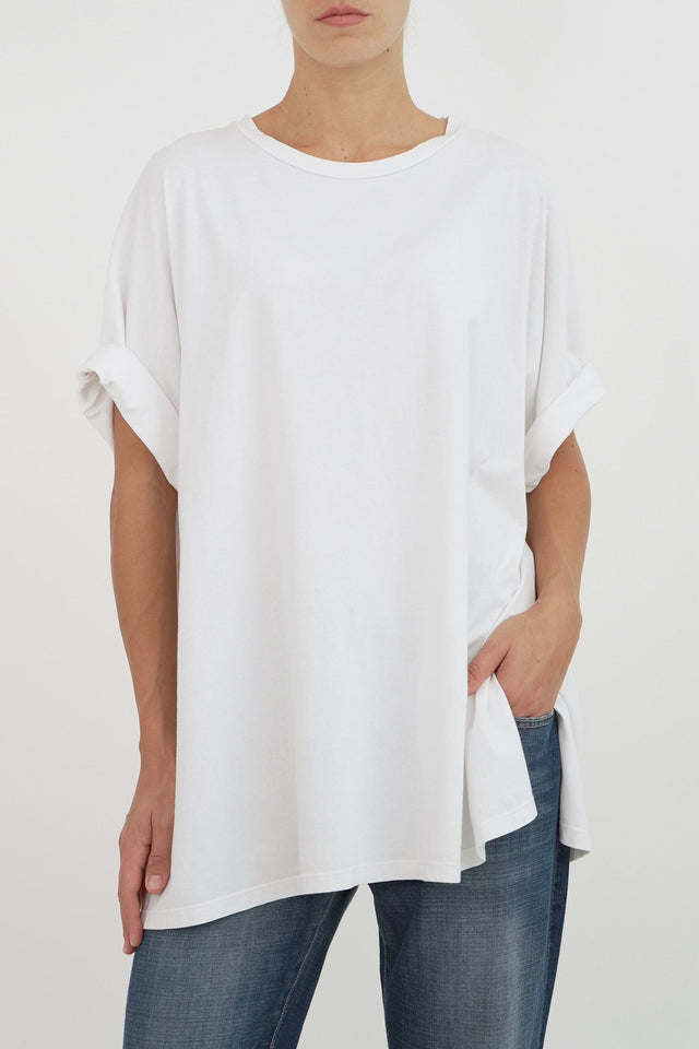 Bulier - T-Shirt over maschile spacchi laterali - Bianco - Elisa Paglia