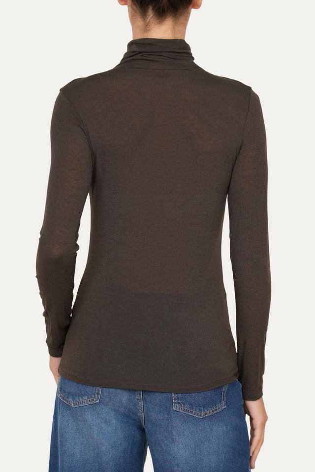 Maglia cachemirina dolcevita - Castagna