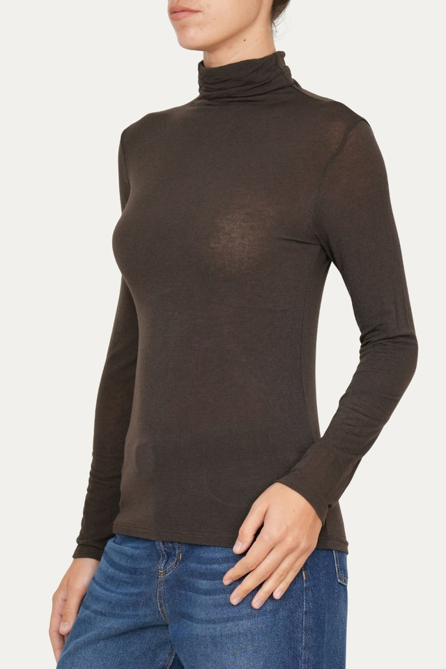 Maglia cachemirina dolcevita - Castagna