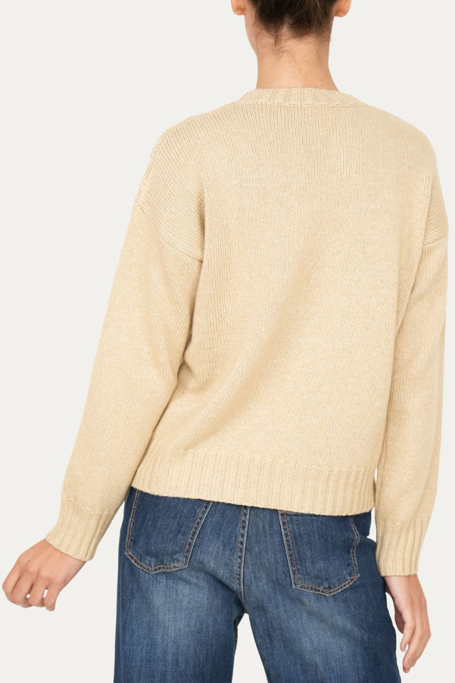 Maglione TRECCE e ROMBI misto cashmere - Grano