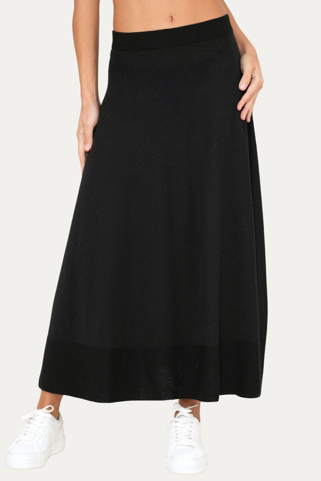 Gonna ruota in lana vergine merino Zegna Baruffa - Nero