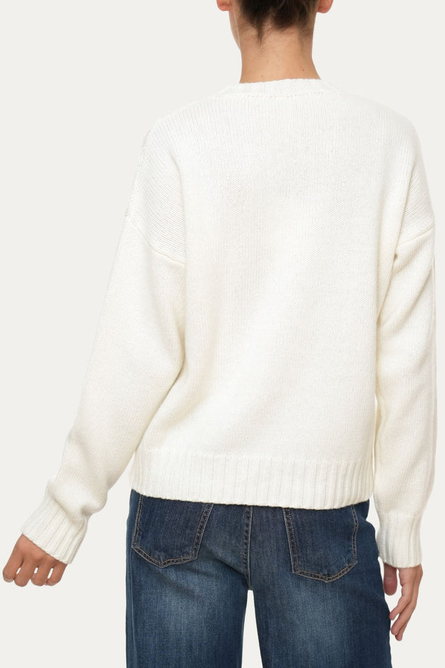 Maglione TRECCE e ROMBI misto cashmere - Panna