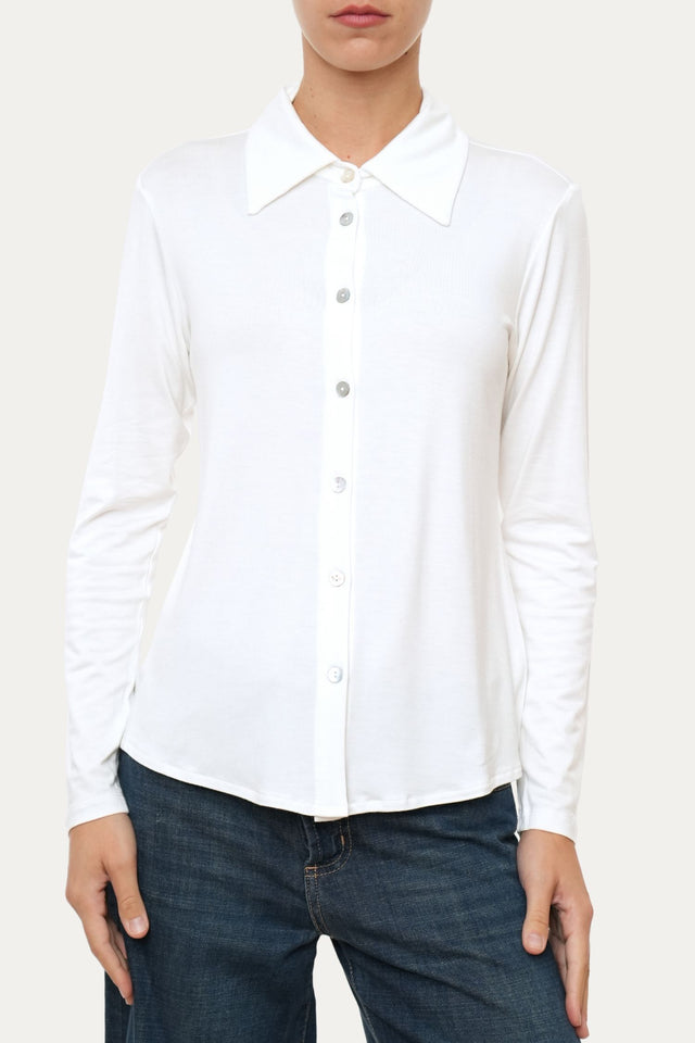 Camicia Jersey di Viscosa MILLY - Panna