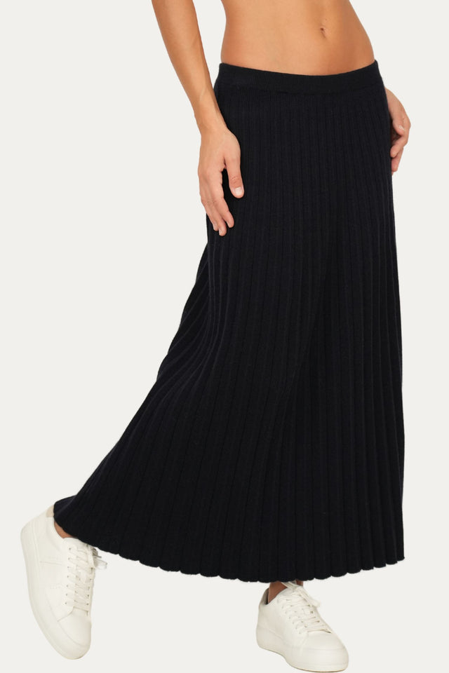 Gonna plissè misto cashmere - Navy