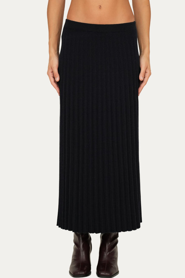 Gonna plissè misto cashmere - Navy