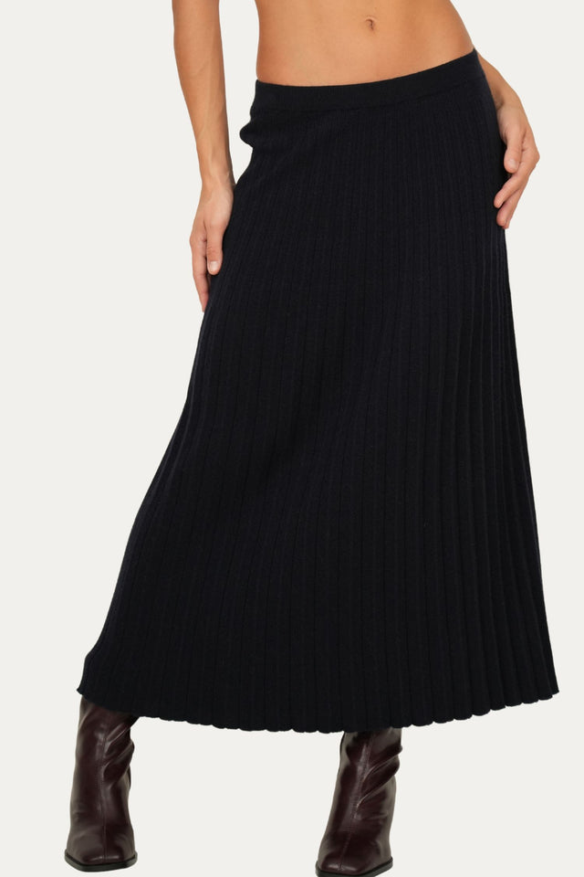 Gonna plissè misto cashmere - Navy