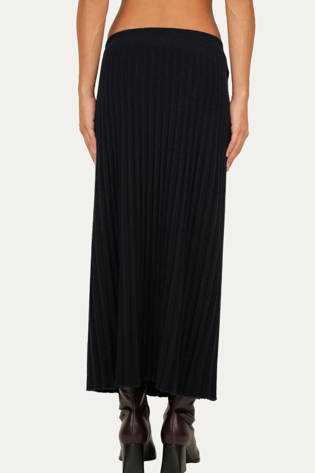 Gonna plissè misto cashmere - Navy
