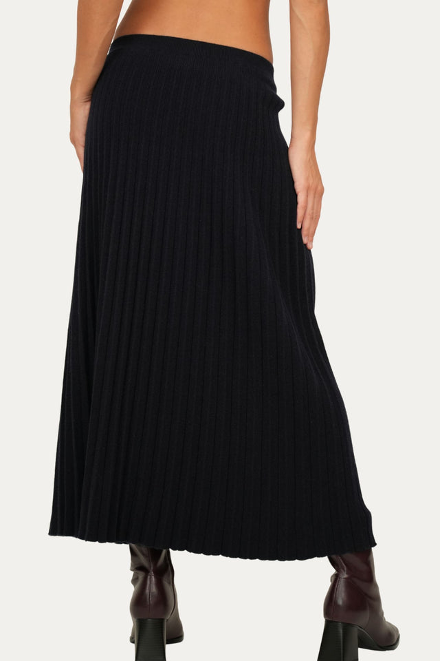 Gonna plissè misto cashmere - Navy