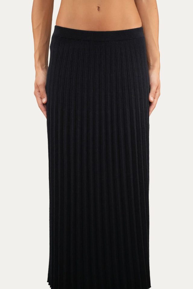 Gonna plissè misto cashmere - Navy