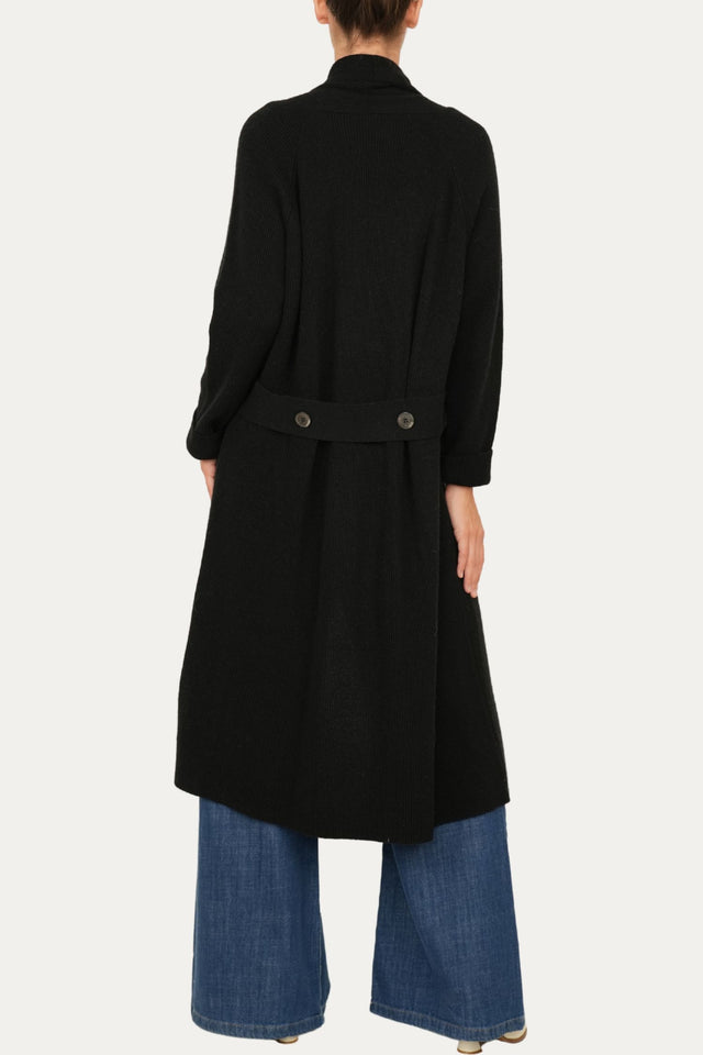 Cardigan sciallato misto cashmere - Nero